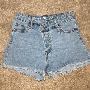 Criss Cross High Waist Denim Shorts
